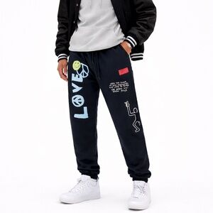 CHNGE Black Graphic Sweatpants Organic Cotton Size M